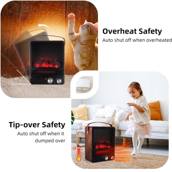 1500W Portable Electric Fireplace Space Heater. - Picture 7 of 11